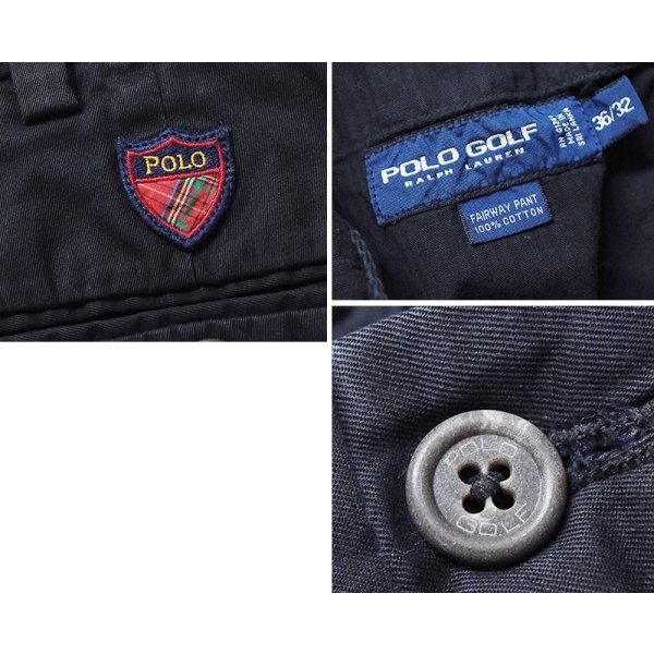 画像2:  ビンテージ【POLO GOLF】ポロゴルフ【ラルフローレン】POLO RALPH LAUREN 【FAIRWAY PANT】【黒】【２タック】【コットンパンツ】【36X32】 