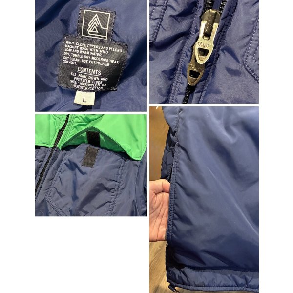 画像2: 程度良好!! 80's USA製【ALTRA】アルトラ【紺ｘ緑】【ダウンジャケット】【サイズＬ】 