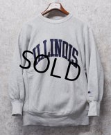 90’s【USA製】ビンテージ【Champion】【チャンピオン】【リバースウィーブ】ILLINOIS【イリノイ大学】【カレッジスウェット】【グレー】【サイズXL】 
