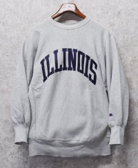 90’s【USA製】ビンテージ【Champion】【チャンピオン】【リバースウィーブ】ILLINOIS【イリノイ大学】【カレッジスウェット】【グレー】【サイズXL】 
