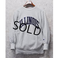 90’s【USA製】ビンテージ【Champion】【チャンピオン】【リバースウィーブ】ILLINOIS【イリノイ大学】【カレッジスウェット】【グレー】【サイズXL】 
