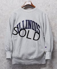 90’s【USA製】ビンテージ【Champion】【チャンピオン】【リバースウィーブ】ILLINOIS【イリノイ大学】【カレッジスウェット】【グレー】【サイズXL】 