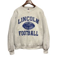 90's【USA製】【ビンテージ】RUSSELL【ラッセル】LINCOLIN FOOTBALL グレー【スウェット】【サイズL】 