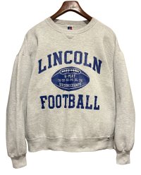 90's【USA製】【ビンテージ】RUSSELL【ラッセル】LINCOLIN FOOTBALL グレー【スウェット】【サイズL】 