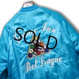 90's【USA製】【ビンテージ】【WEST ARK】【ウエストアーク】ビリヤード 【ターコイズ】【中綿入りサテンスタジャン】【サイズM】 