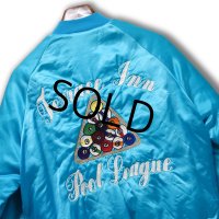 90's【USA製】【ビンテージ】【WEST ARK】【ウエストアーク】ビリヤード 【ターコイズ】【中綿入りサテンスタジャン】【サイズM】 