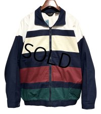 程度良好!!【Christian Dior MONSIEUR】クリスチャンディオール【紺ｘ白ｘ生成りｘエンジｘ緑】【コットンブルゾン】【サイズＬ】 