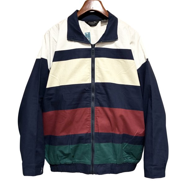画像1: 程度良好!!【Christian Dior MONSIEUR】クリスチャンディオール【紺ｘ白ｘ生成りｘエンジｘ緑】【コットンブルゾン】【サイズＬ】 