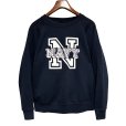 画像1: 80’ｓ~【ビンテージ】 【紺】ラグラン【スウェット】【プリント】トレーナー【サイズM程度】<br> (1)