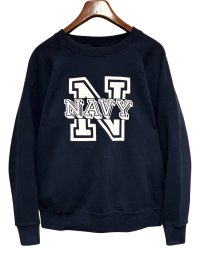 80’ｓ~【ビンテージ】 【紺】ラグラン【スウェット】【プリント】トレーナー【サイズM程度】 