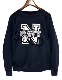 80’ｓ~【ビンテージ】 【紺】ラグラン【スウェット】【プリント】トレーナー【サイズM程度】 