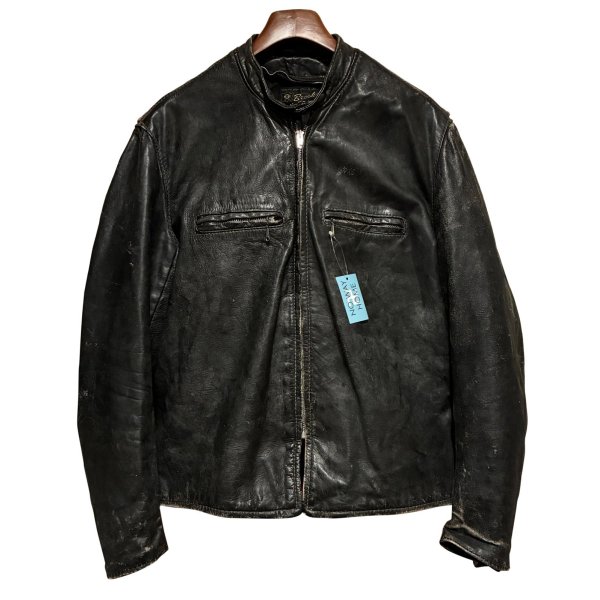 画像1: 【60’s~】【ビンテージ】【ブルックス】【Brooks】【黒】【シングルライダースジャケット】レザージャケット【サイズXL程度】 