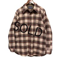 程度良好!! 70's【USA製】【ビンテージ】【ペンドルトン】Pendleton【ブラウンｘ赤×白】【チェック】【ウールシャツ】【サイズＸＬ】 