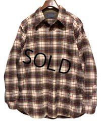 程度良好!! 70's【USA製】【ビンテージ】【ペンドルトン】Pendleton【ブラウンｘ赤×白】【チェック】【ウールシャツ】【サイズＸＬ】 