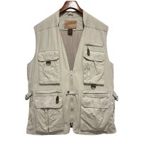 90's【ビンテージ】【Eddie Baue】【エディーバウアー】【タンカラー】 サファリベスト【ハンティングベスト】【サイズＬ】 