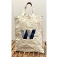 画像2: 生成りｘ青 Ｗプリント【マチ付き】【トートバッグ】<br> (2)