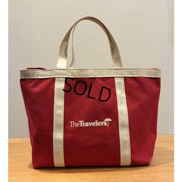 画像3: USA製【ビンテージ】【D.KLEIN】【THE travelers】【赤ｘ白】マチ付き【トートバッグ】 