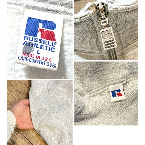 画像2: 90's~【USA製】【RUSSELL】ラッセル 【ビンテージ】グレー【無地】【ジップアップ】ノースリーブスウェット【サイズL】 