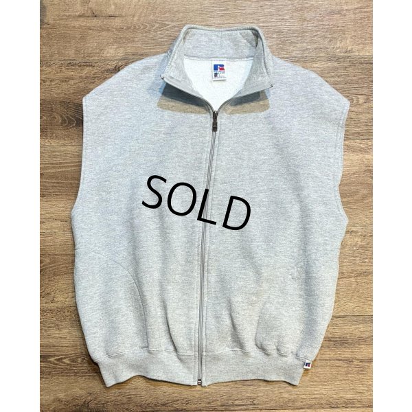 画像1: 90's~【USA製】【RUSSELL】ラッセル 【ビンテージ】グレー【無地】【ジップアップ】ノースリーブスウェット【サイズL】 
