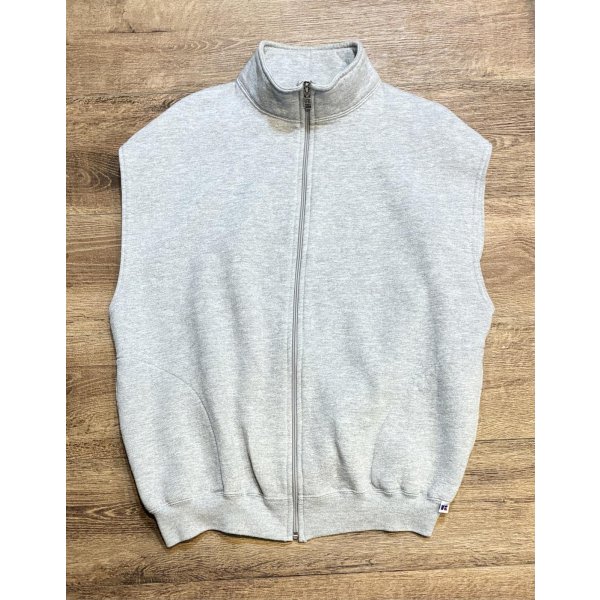 画像4: 90's~【USA製】【RUSSELL】ラッセル 【ビンテージ】グレー【無地】【ジップアップ】ノースリーブスウェット【サイズL】 