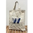 画像1: 生成りｘ青 Ｗプリント【マチ付き】【トートバッグ】<br> (1)