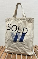 生成りｘ青 Ｗプリント【マチ付き】【トートバッグ】 