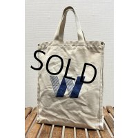 生成りｘ青 Ｗプリント【マチ付き】【トートバッグ】 