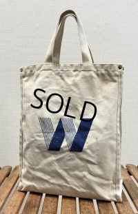 生成りｘ青 Ｗプリント【マチ付き】【トートバッグ】 