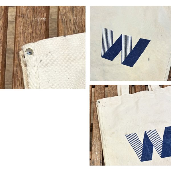 画像3: 生成りｘ青 Ｗプリント【マチ付き】【トートバッグ】 