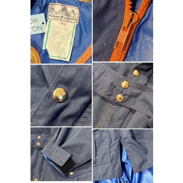 画像2: 【USA製】【Powderhorn】パウダーホーン【青ｘマスタード】ベルト付き【ナイロンマウンテンパーカー】【サイズL】  