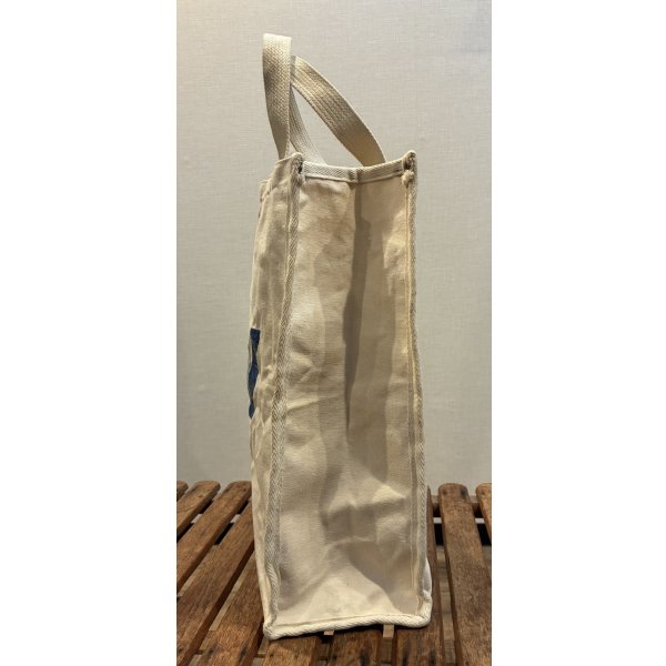 画像4: 生成りｘ青 Ｗプリント【マチ付き】【トートバッグ】 