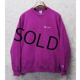 90's【ビンテージ】【USA製】Champion【チャンピオン】【紫】無地【前Ｖ】胸ロゴ入り クルーネック【スウェット】【サイズXXL】 
