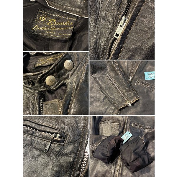 画像2: 【60’s~】【ビンテージ】【ブルックス】【Brooks】【黒】【シングルライダースジャケット】レザージャケット【サイズXL程度】 