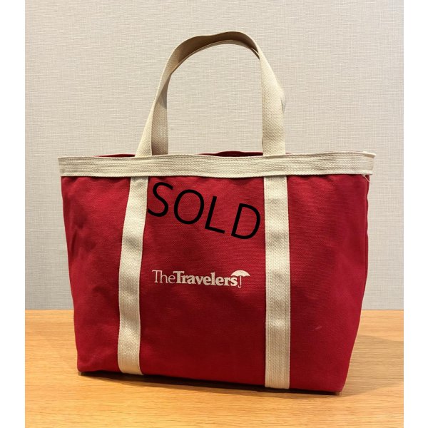 画像1: USA製【ビンテージ】【D.KLEIN】【THE travelers】【赤ｘ白】マチ付き【トートバッグ】 