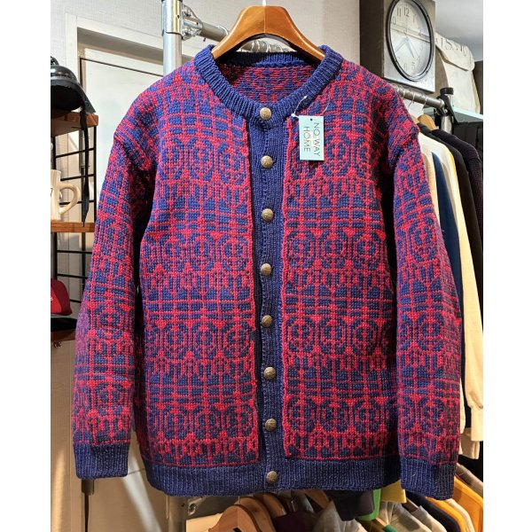 画像1: 赤ｘ紺 【ノルディックカーディガン】ウールカーディガン 