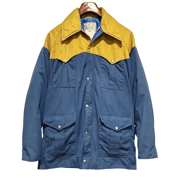 画像1: 【USA製】【Powderhorn】パウダーホーン【青ｘマスタード】ベルト付き【ナイロンマウンテンパーカー】【サイズL】  