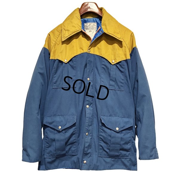 画像1: 【USA製】【Powderhorn】パウダーホーン【青ｘマスタード】ベルト付き【ナイロンマウンテンパーカー】【サイズL】  