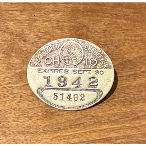 画像1: 30〜40's【ビンテージ】【PEGISTERED CHAUFFEUR】【registered chauffeur】【51492】【OHIO】オハイオ【ライセンスバッジ】【バッジ】 