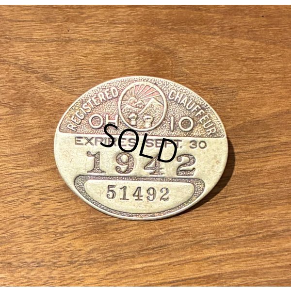 画像1: 30〜40's【ビンテージ】【PEGISTERED CHAUFFEUR】【registered chauffeur】【51492】【OHIO】オハイオ【ライセンスバッジ】【バッジ】 