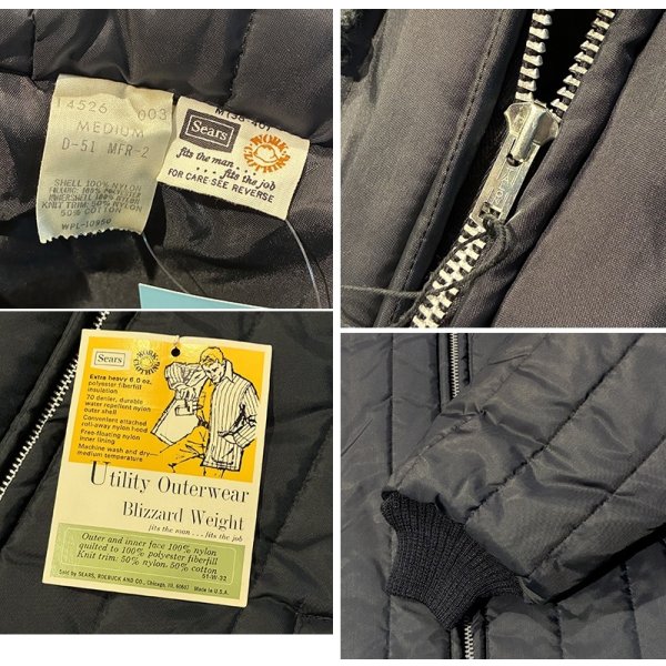 画像2: 70’s【デッドストック】【USA製】【ビンテージ】Sears シアーズ【黒】【キルティングジャケット】【サイズM】  