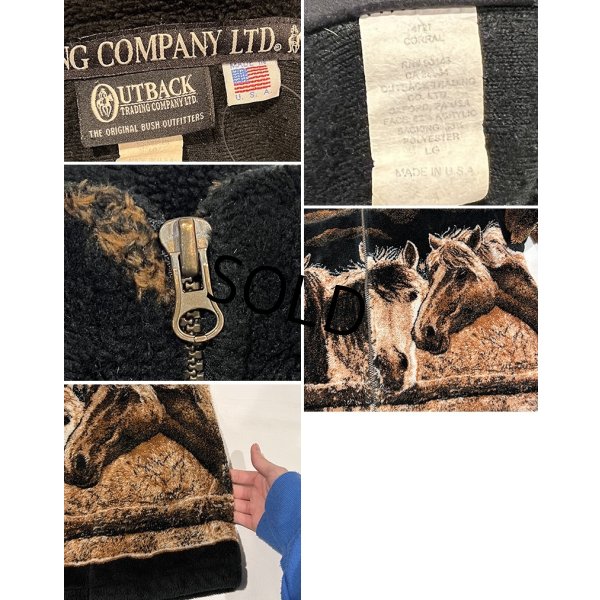 画像2: USA製 ビンテージ【OUTBACK】【馬】総柄【プリント】【フリースジャケット】ジップアップジャケット 