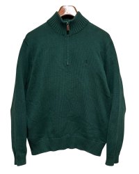 【ラルフローレン】POLO RALPH LAUREN【緑】【無地】【ハーフジップ】【コットンセーター】【サイズM】  