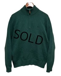 【ラルフローレン】POLO RALPH LAUREN【緑】【無地】【ハーフジップ】【コットンセーター】【サイズM】  