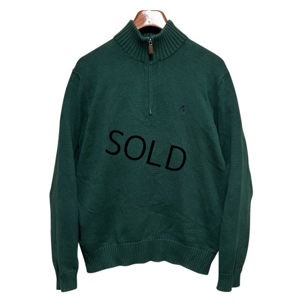 画像1: 【ラルフローレン】POLO RALPH LAUREN【緑】【無地】【ハーフジップ】【コットンセーター】【サイズM】  