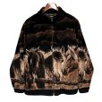 画像1: USA製 ビンテージ【OUTBACK】【馬】総柄【プリント】【フリースジャケット】ジップアップジャケット<br> (1)