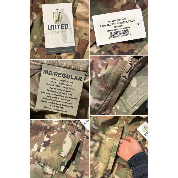 画像2: 【デッドストック】【UNITED JOIN FORCES】【ALL WEATHER SUIT】 【RAIN JAKET】W/INSULATION【マルチカム】【中綿入りジャケット】【サイズＭ－Ｒ】 