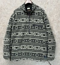 90's 【L.L.Bean】ビンテージ【ＬＬビーン】【WINDBLOCK SERIES】 ポーラテック  グレー 【雪柄】総柄【ハーフジップフリース】アノラックフリース サイズXL程度 