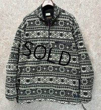 90's 【L.L.Bean】ビンテージ【ＬＬビーン】【WINDBLOCK SERIES】 ポーラテック  グレー 【雪柄】総柄【ハーフジップフリース】アノラックフリース サイズXL程度 
