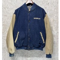 【ビンテージ】【TURNING POINT】ターニングポイント CATERPILLAR【キャタピラー】デニムｘベージュ 袖切替【スタジャン】【サイズＬ】 