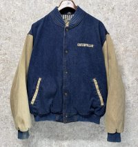 【ビンテージ】【TURNING POINT】ターニングポイント CATERPILLAR【キャタピラー】デニムｘベージュ 袖切替【スタジャン】【サイズＬ】 